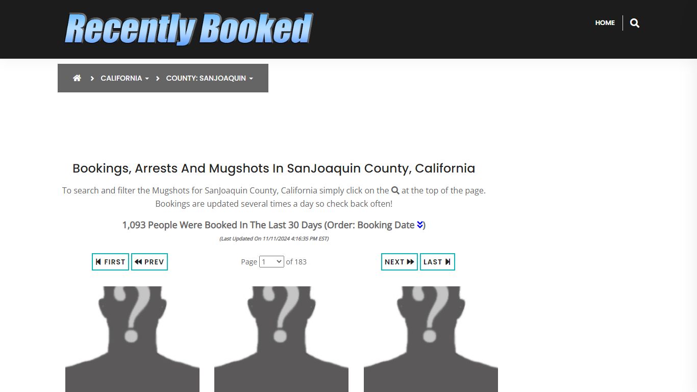 Bookings, Arrests and Mugshots in SanJoaquin County, California