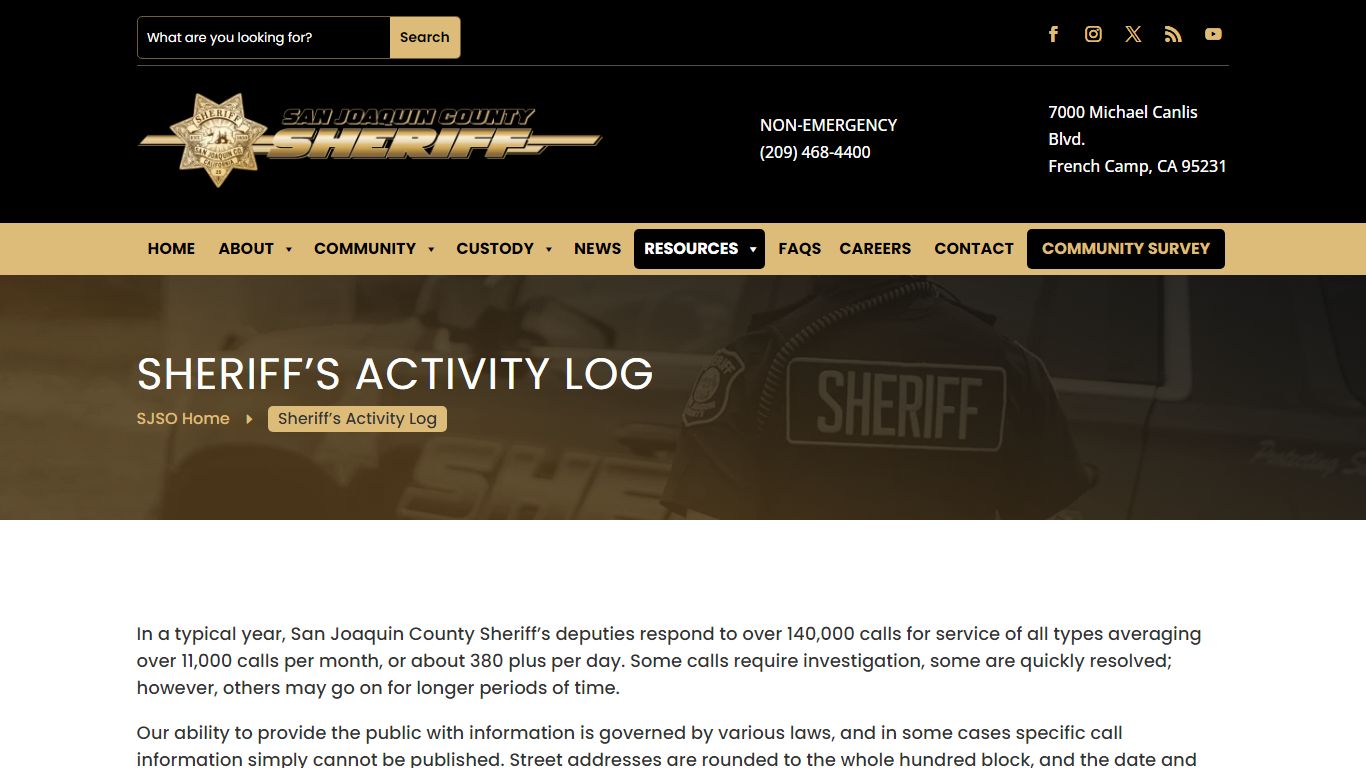Sheriff’s Activity Log | San Joaquin County Sheriff's Office